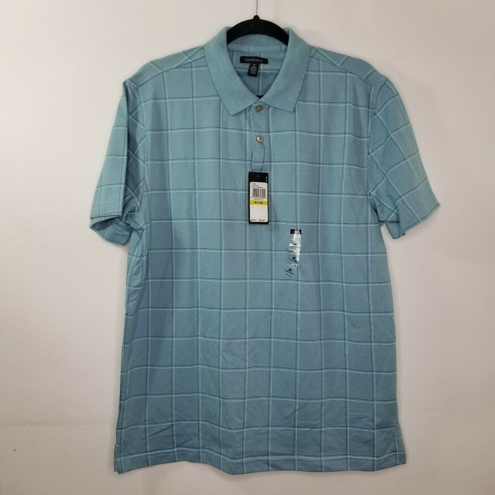 VAN HEUSEN Men's Plaid Button Front Shirt- Medium